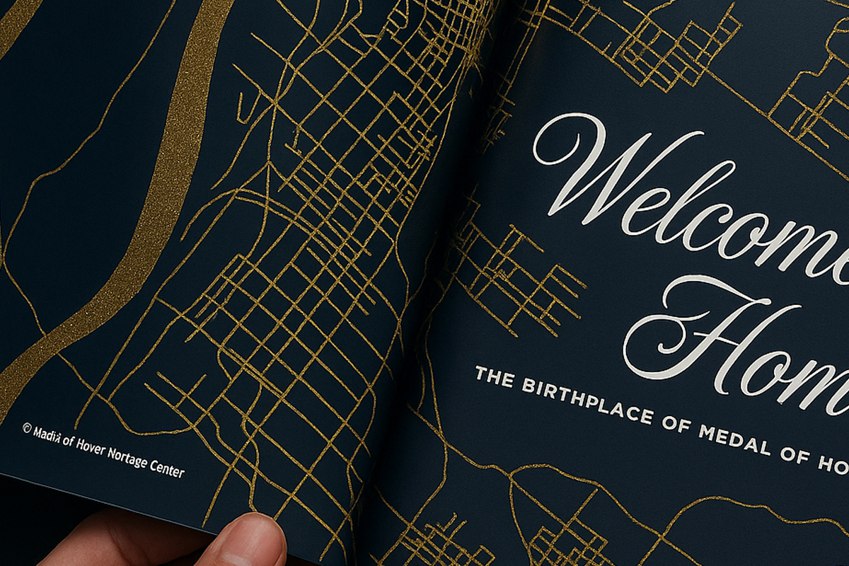 Welcome Home brochure using foil stamping on design
